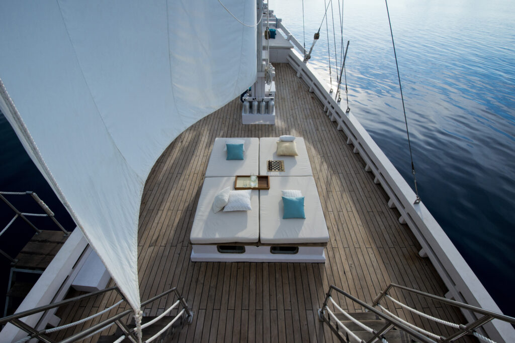 The luxurious deck on ALEXA Private Cruises