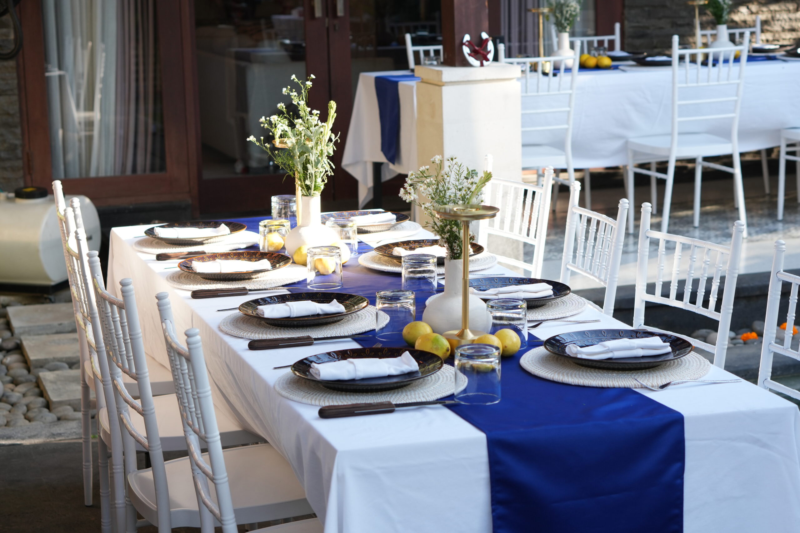 A table set up by a catering team in Bali ready for an event